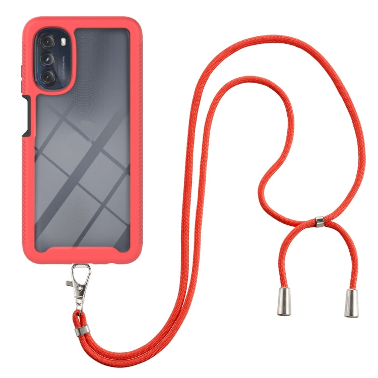 Starry Sky Solid Color Series Shockproof PC + TPU Phone Case with Neck Strap For Motorola Moto G 5G 2022