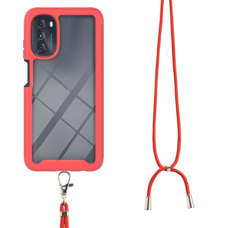Starry Sky Solid Color Series Shockproof PC + TPU Phone Case with Neck Strap For Motorola Moto G 5G 2022
