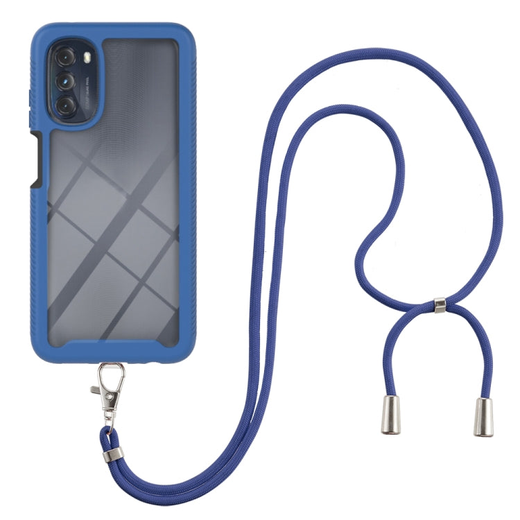 Starry Sky Solid Color Series Shockproof PC + TPU Phone Case with Neck Strap For Motorola Moto G 5G 2022