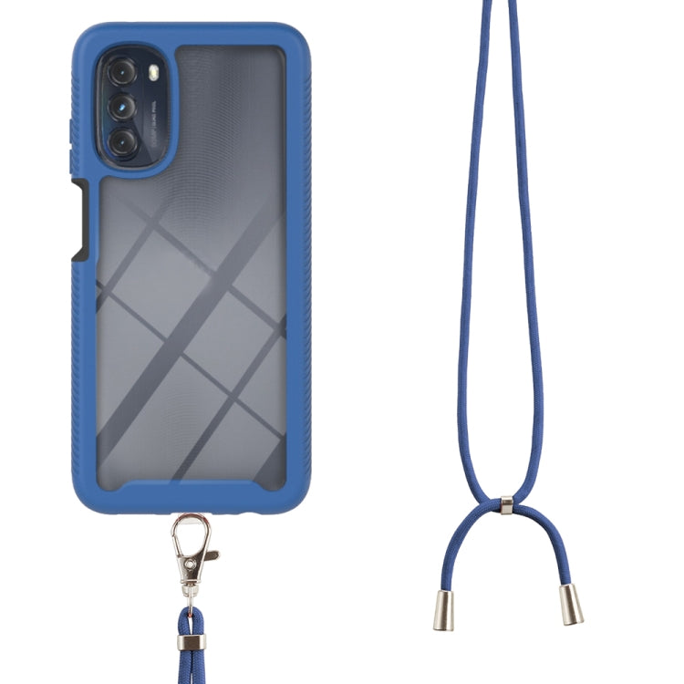 Starry Sky Solid Color Series Shockproof PC + TPU Phone Case with Neck Strap For Motorola Moto G 5G 2022