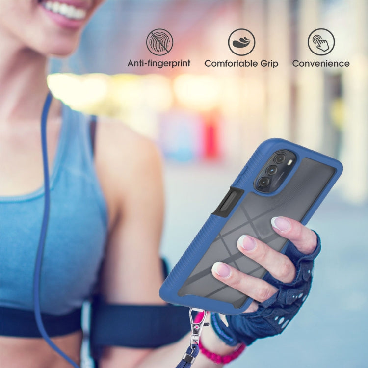 Starry Sky Solid Color Series Shockproof PC + TPU Phone Case with Neck Strap For Motorola Moto G 5G 2022