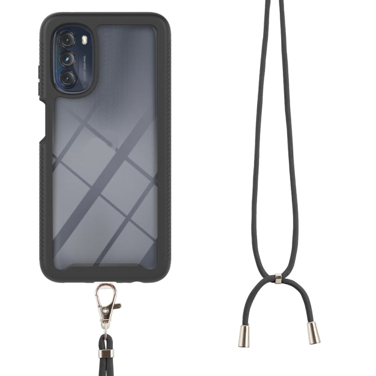 Starry Sky Solid Color Series Shockproof PC + TPU Phone Case with Neck Strap For Motorola Moto G 5G 2022