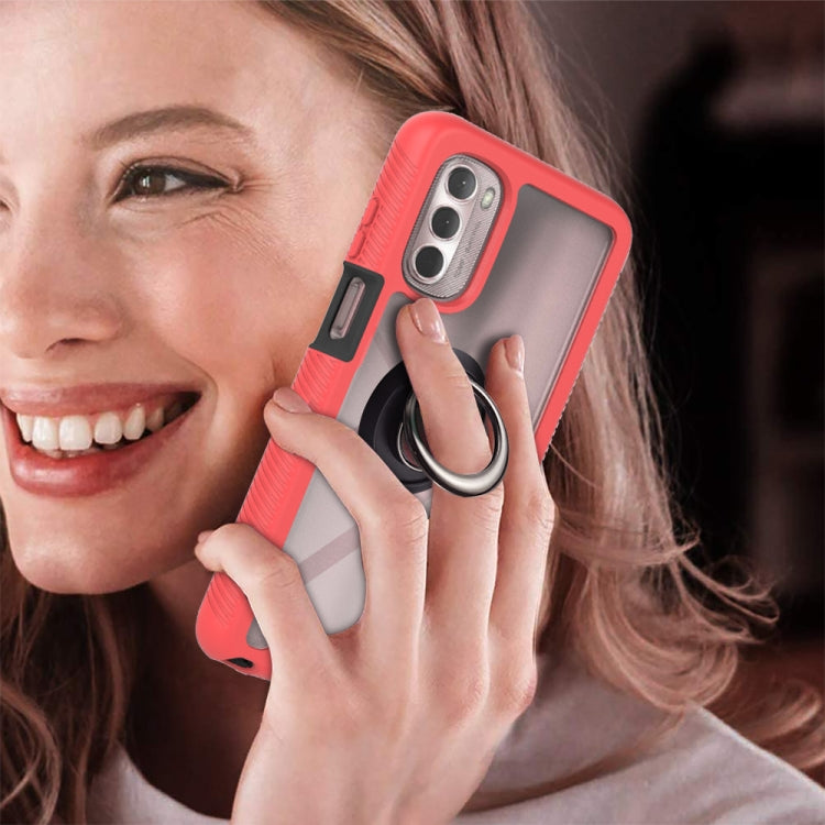 Starry Sky Solid Color Series PC + TPU Case with Ring Holder & Magnetic Function For Motorola Moto G 5G 2022