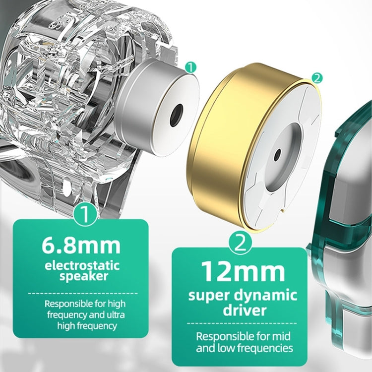 KZ-ZES Electrostatic Dynamic Hybrid HIFI In-Ear Headphones,Length: 1.2m