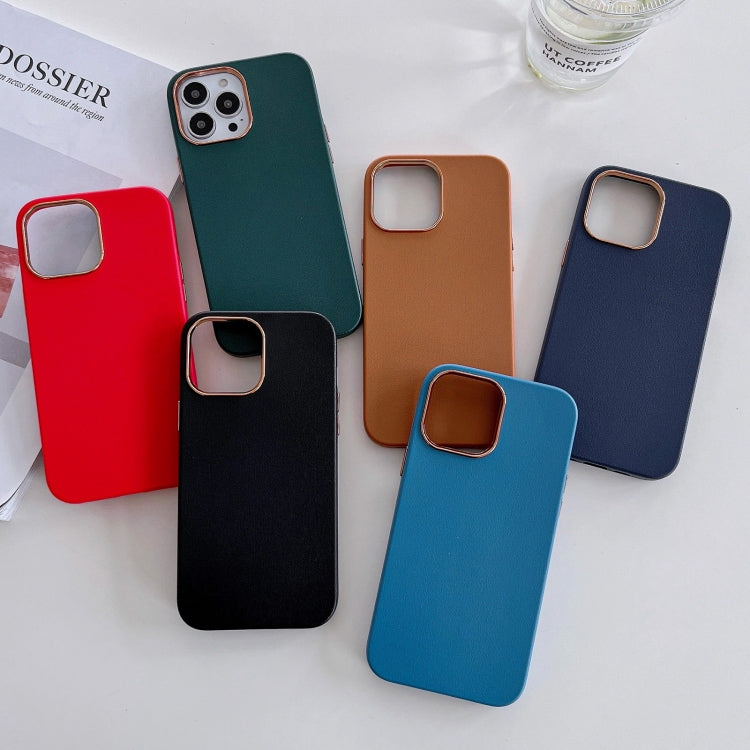Electroplated Leather Texture Phone Case For iPhone 14 Pro