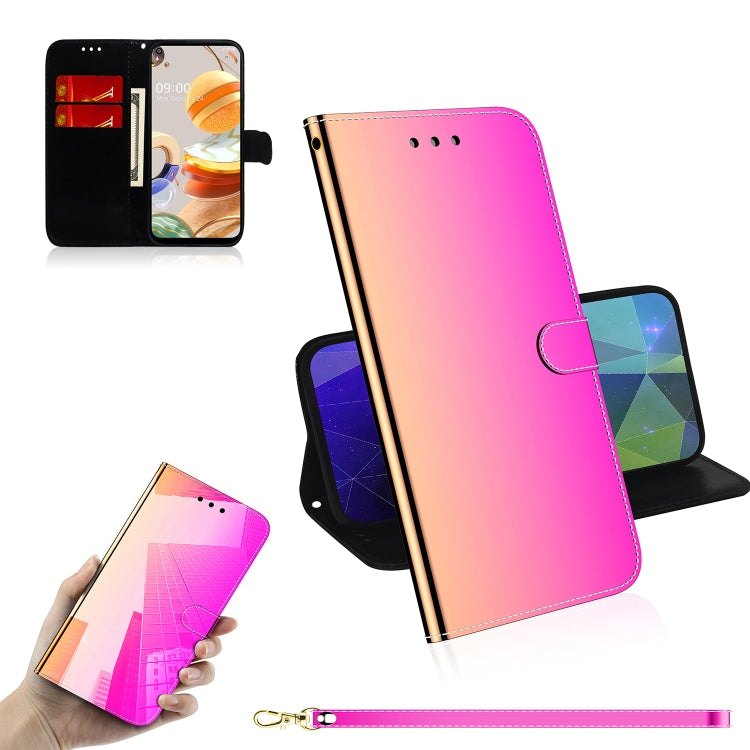 For LG K61 Lmitated Mirror Surface Horizontal Flip Leather Case with Holder & Card Slots & Wallet & Lanyard
