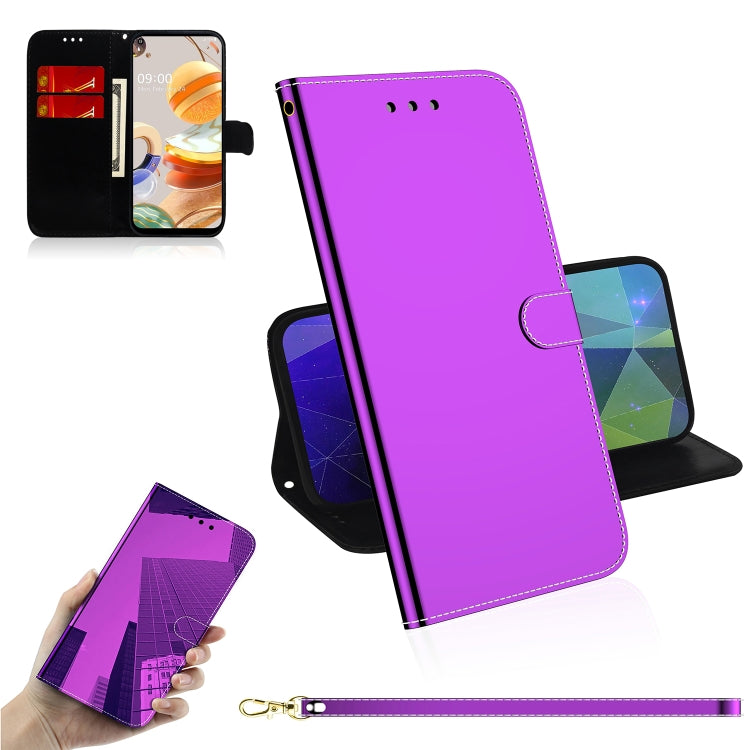 For LG K61 Lmitated Mirror Surface Horizontal Flip Leather Case with Holder & Card Slots & Wallet & Lanyard