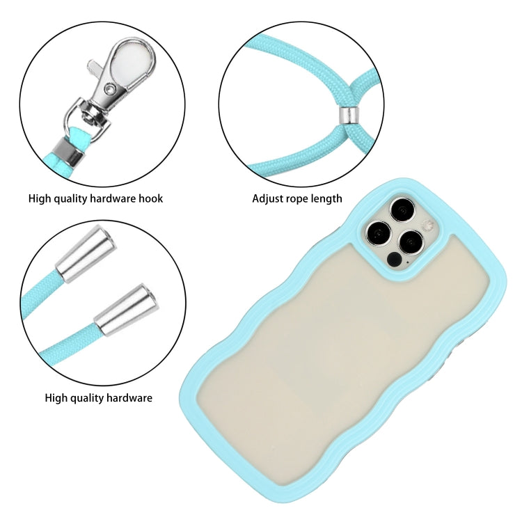 For iPhone 12 / 12 Pro Lanyard Candy Color Wave TPU Clear PC Phone Case