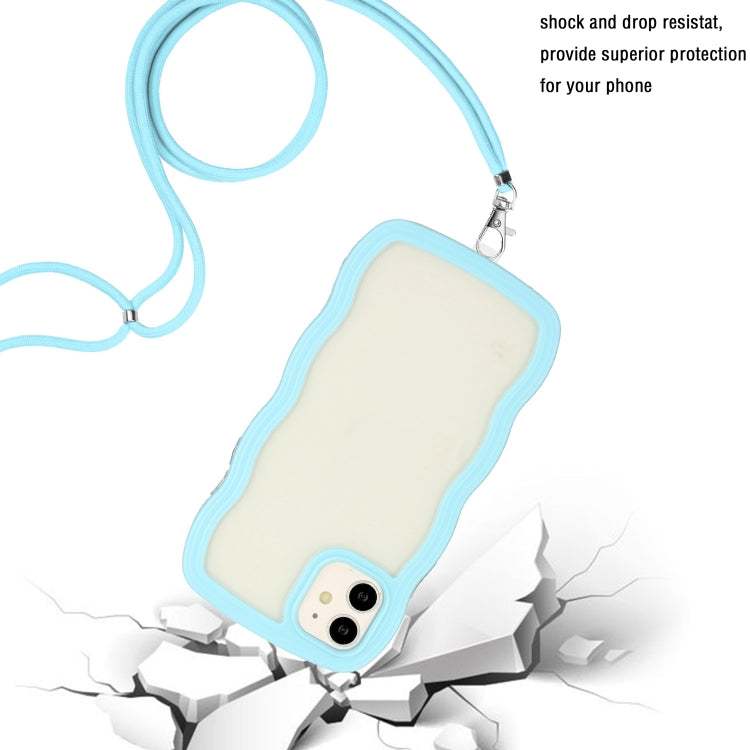 For iPhone 11 Lanyard Candy Color Wave TPU Clear PC Phone Case