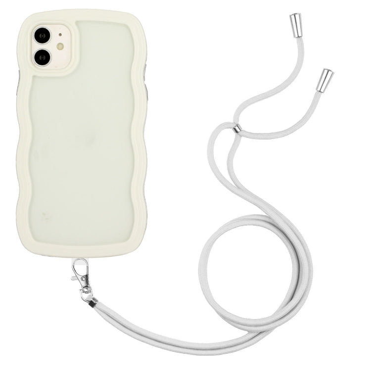 For iPhone 11 Lanyard Candy Color Wave TPU Clear PC Phone Case