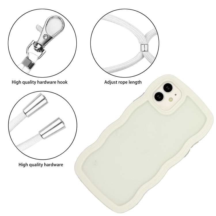 For iPhone 11 Lanyard Candy Color Wave TPU Clear PC Phone Case