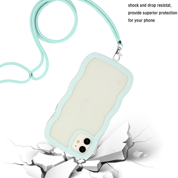 For iPhone 11 Lanyard Candy Color Wave TPU Clear PC Phone Case