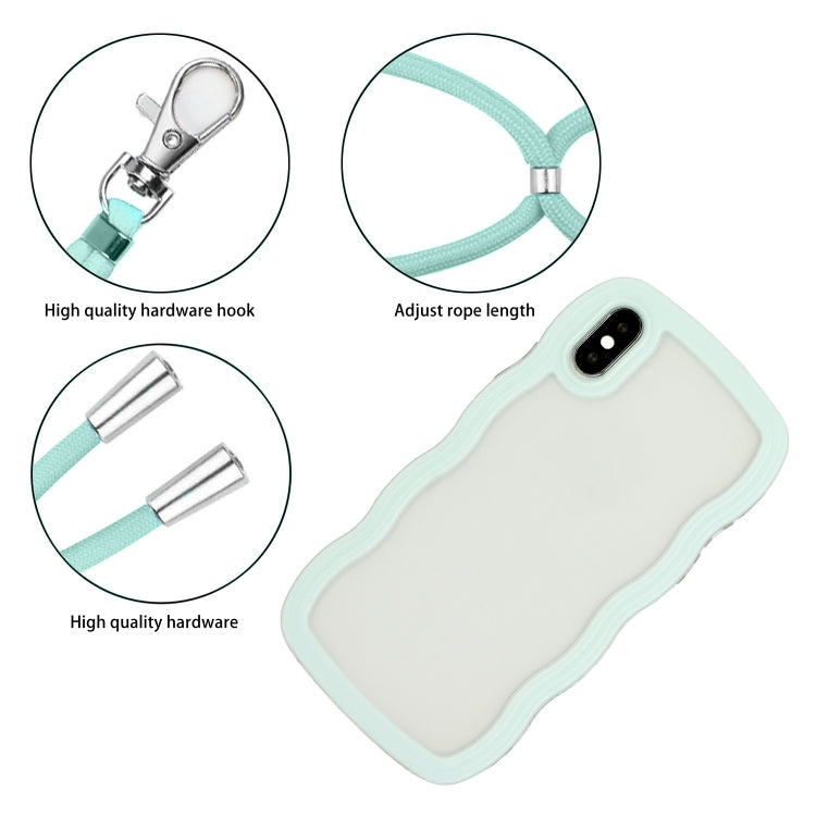 For iPhone X / XS Lanyard Candy Color Wave TPU Clear PC Phone Case