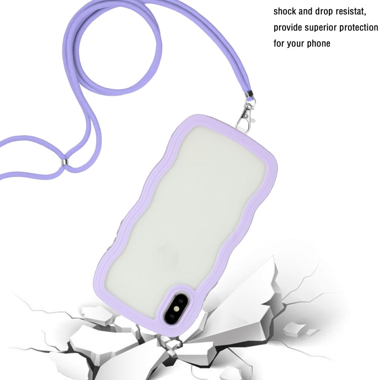 For iPhone X / XS Lanyard Candy Color Wave TPU Clear PC Phone Case