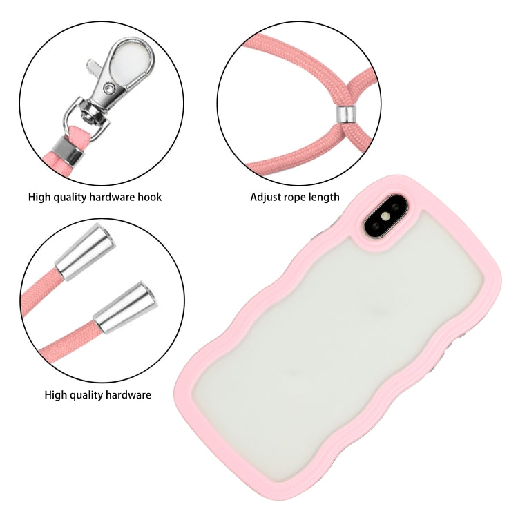 For iPhone X / XS Lanyard Candy Color Wave TPU Clear PC Phone Case