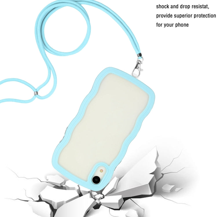 For iPhone XR Lanyard Candy Color Wave TPU Clear PC Phone Case