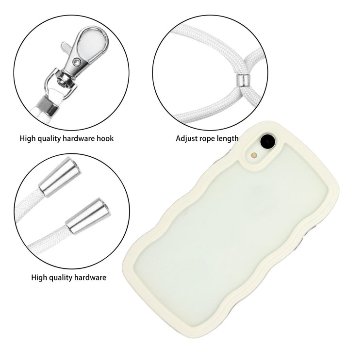 For iPhone XR Lanyard Candy Color Wave TPU Clear PC Phone Case