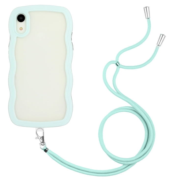 For iPhone XR Lanyard Candy Color Wave TPU Clear PC Phone Case