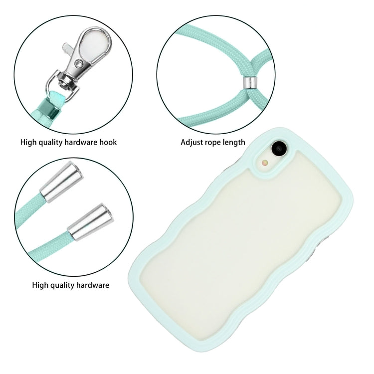 For iPhone XR Lanyard Candy Color Wave TPU Clear PC Phone Case