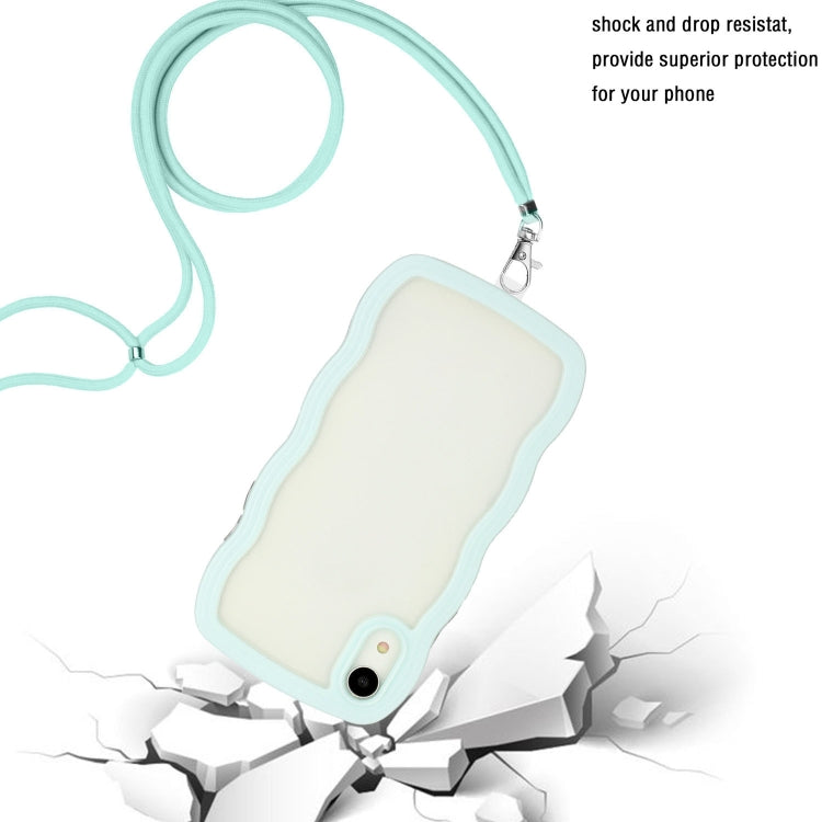 For iPhone XR Lanyard Candy Color Wave TPU Clear PC Phone Case