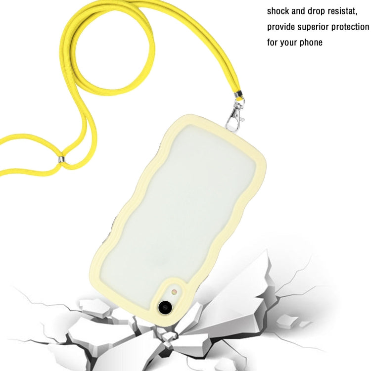 For iPhone XR Lanyard Candy Color Wave TPU Clear PC Phone Case