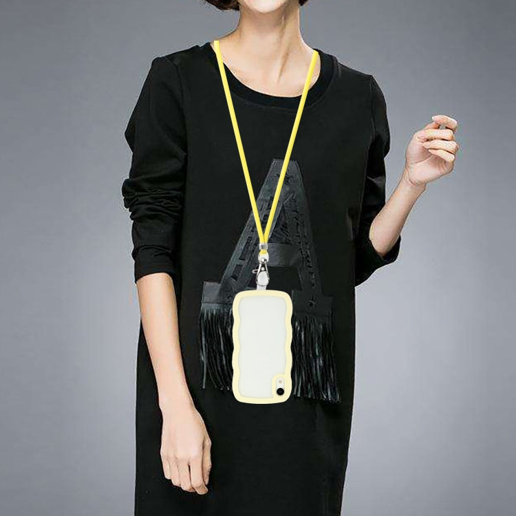 For iPhone XR Lanyard Candy Color Wave TPU Clear PC Phone Case