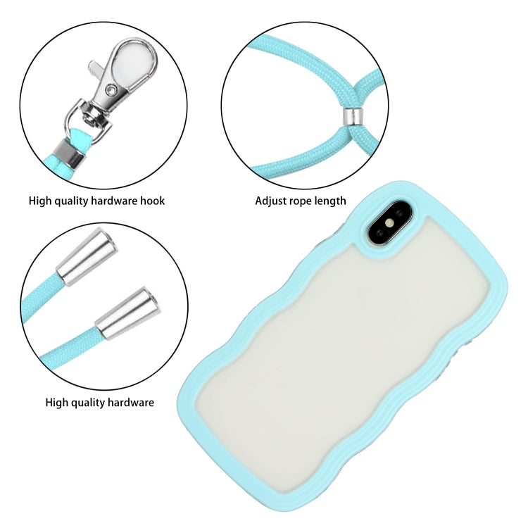 For iPhone XS Max Lanyard Candy Color Wave TPU Clear PC Phone Case