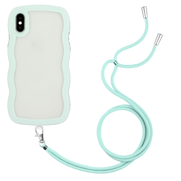For iPhone XS Max Lanyard Candy Color Wave TPU Clear PC Phone Case