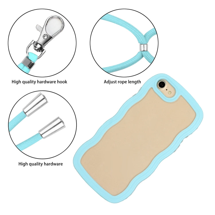 For iPhone SE 2022 / SE 2020 / 8 / 7 Lanyard Candy Color Wave TPU Clear PC Phone Case