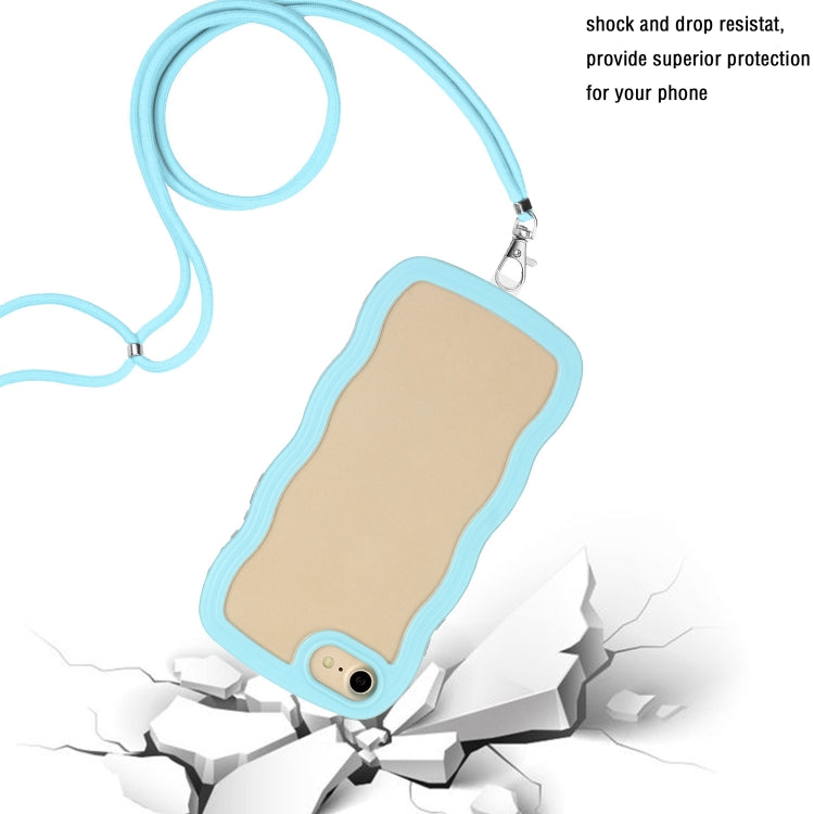 For iPhone SE 2022 / SE 2020 / 8 / 7 Lanyard Candy Color Wave TPU Clear PC Phone Case