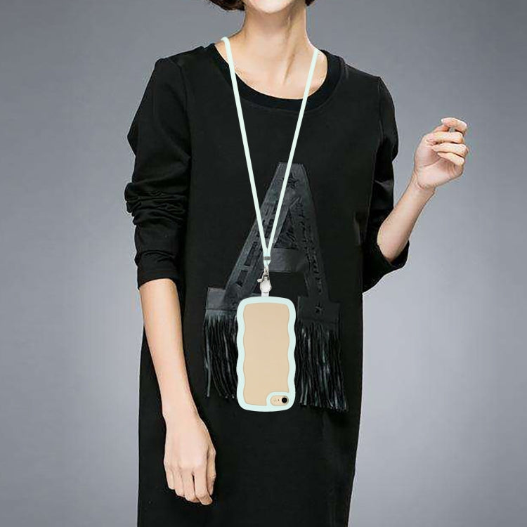 For iPhone SE 2022 / SE 2020 / 8 / 7 Lanyard Candy Color Wave TPU Clear PC Phone Case