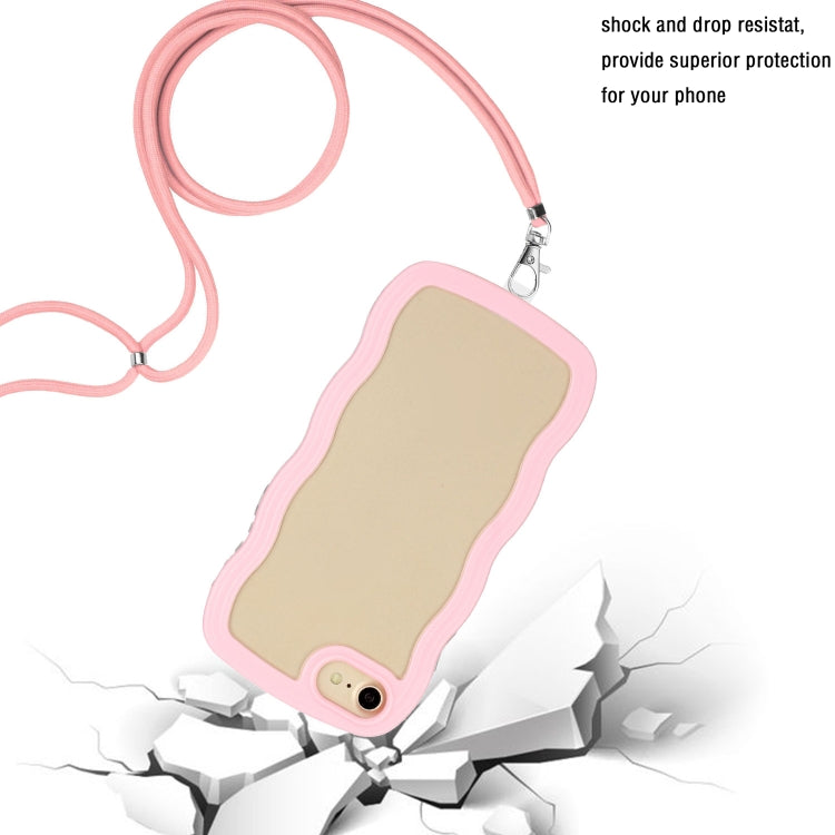 For iPhone SE 2022 / SE 2020 / 8 / 7 Lanyard Candy Color Wave TPU Clear PC Phone Case