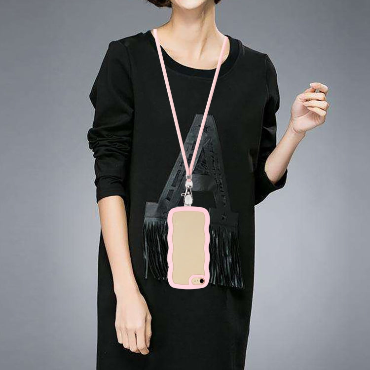 For iPhone SE 2022 / SE 2020 / 8 / 7 Lanyard Candy Color Wave TPU Clear PC Phone Case