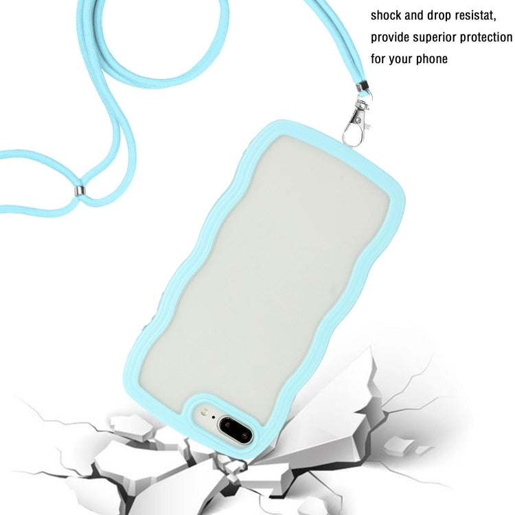 Lanyard Candy Color Wave TPU Clear PC Phone Case For iPhone 8 Plus / 7 Plus