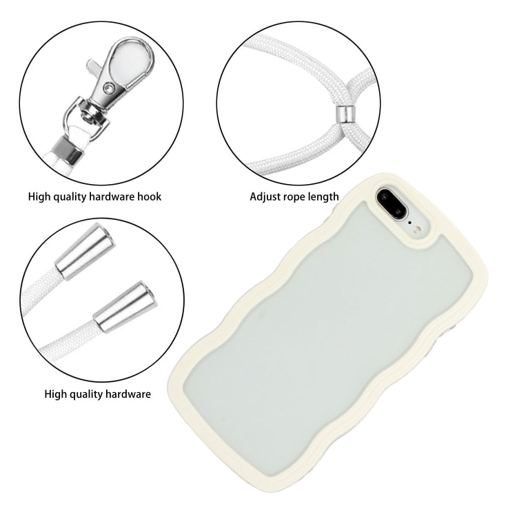 Lanyard Candy Color Wave TPU Clear PC Phone Case For iPhone 8 Plus / 7 Plus