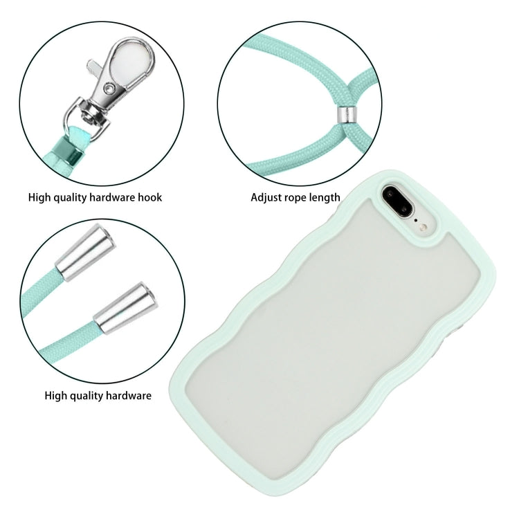 Lanyard Candy Color Wave TPU Clear PC Phone Case For iPhone 8 Plus / 7 Plus
