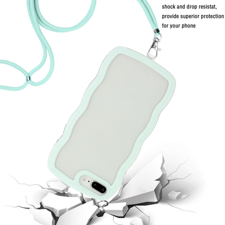 Lanyard Candy Color Wave TPU Clear PC Phone Case For iPhone 8 Plus / 7 Plus