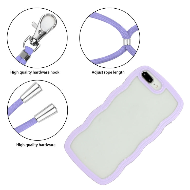 Lanyard Candy Color Wave TPU Clear PC Phone Case For iPhone 8 Plus / 7 Plus