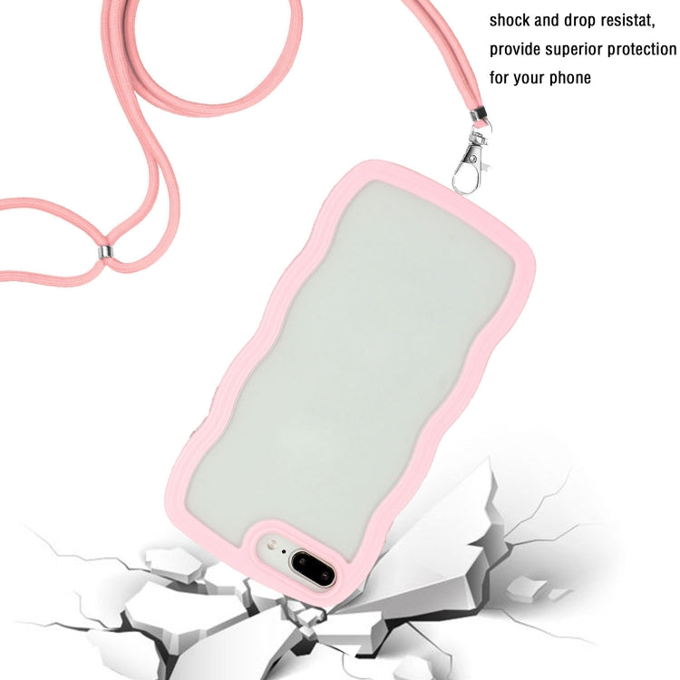 Lanyard Candy Color Wave TPU Clear PC Phone Case For iPhone 8 Plus / 7 Plus