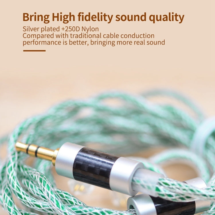 KZ 90-11 2pin 0.75mm Gold Plated Pin 8 Strand Braided Mesh Headphone Upgrade Cable(Transparent Green)