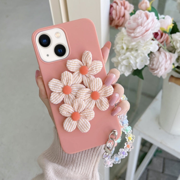 For iPhone 14 Four Flowers Hand Strap Phone Case