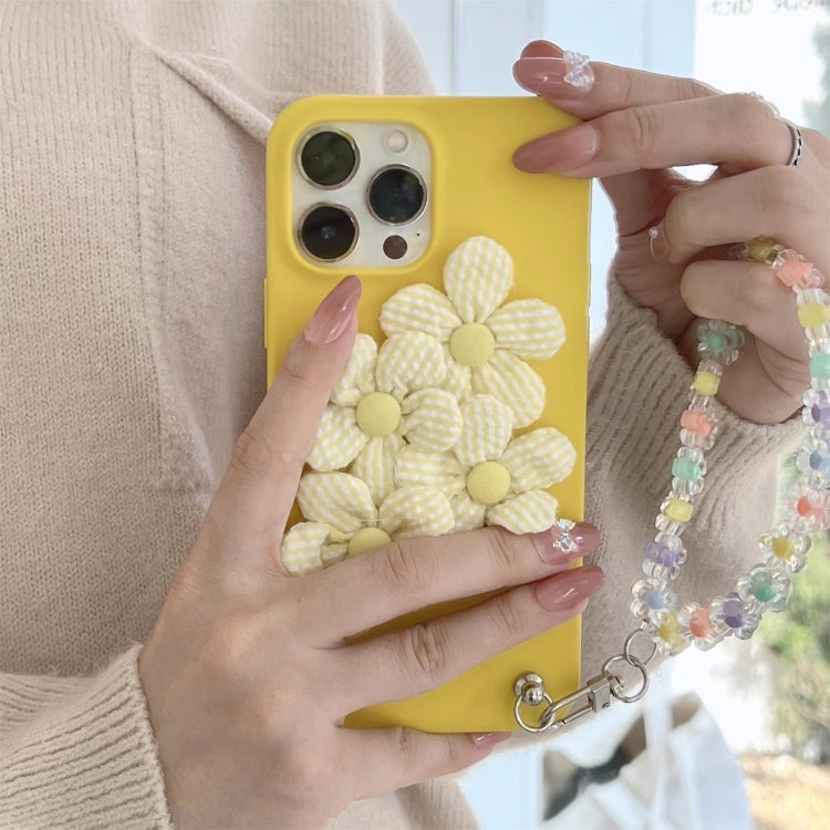 For iPhone 14 Four Flowers Hand Strap Phone Case