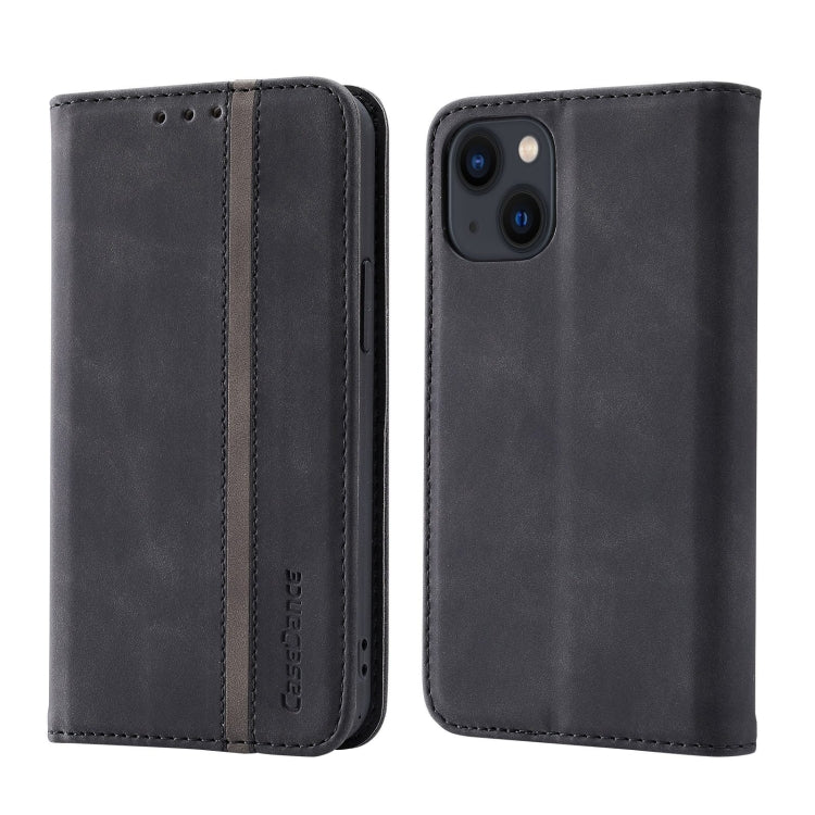 For iPhone 14 Plus Splicing Skin Feel Magnetic Leather Phone Case