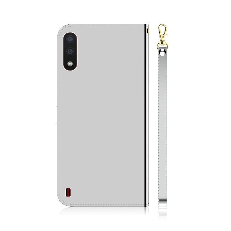For Galaxy A01 Lmitated Mirror Surface Horizontal Flip Leather Case with Holder & Card Slots & Wallet & Lanyard