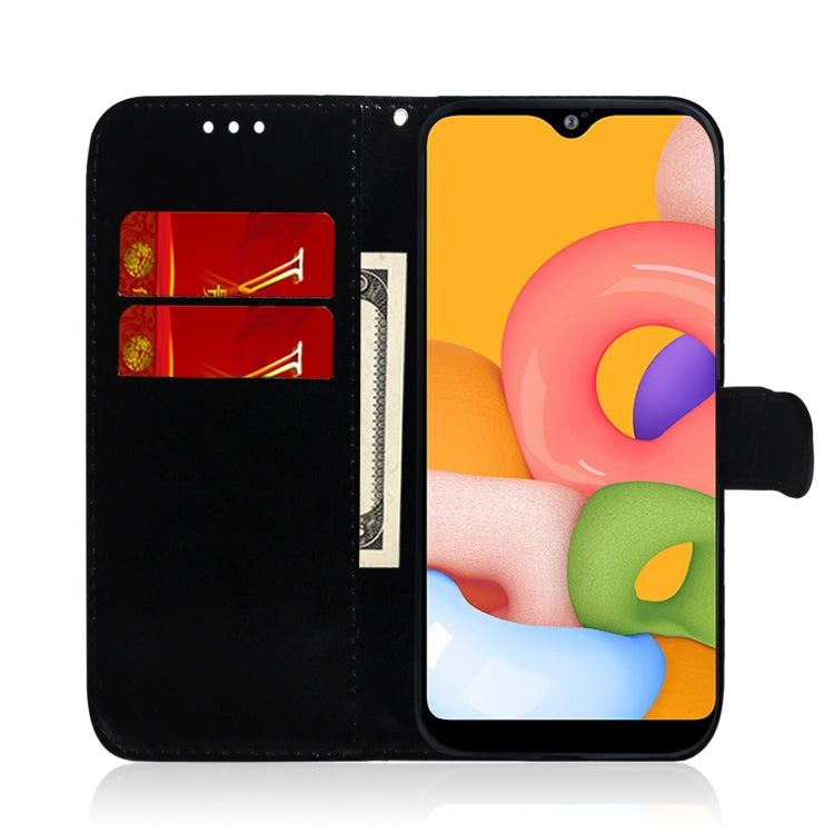 For Galaxy A01 Lmitated Mirror Surface Horizontal Flip Leather Case with Holder & Card Slots & Wallet & Lanyard