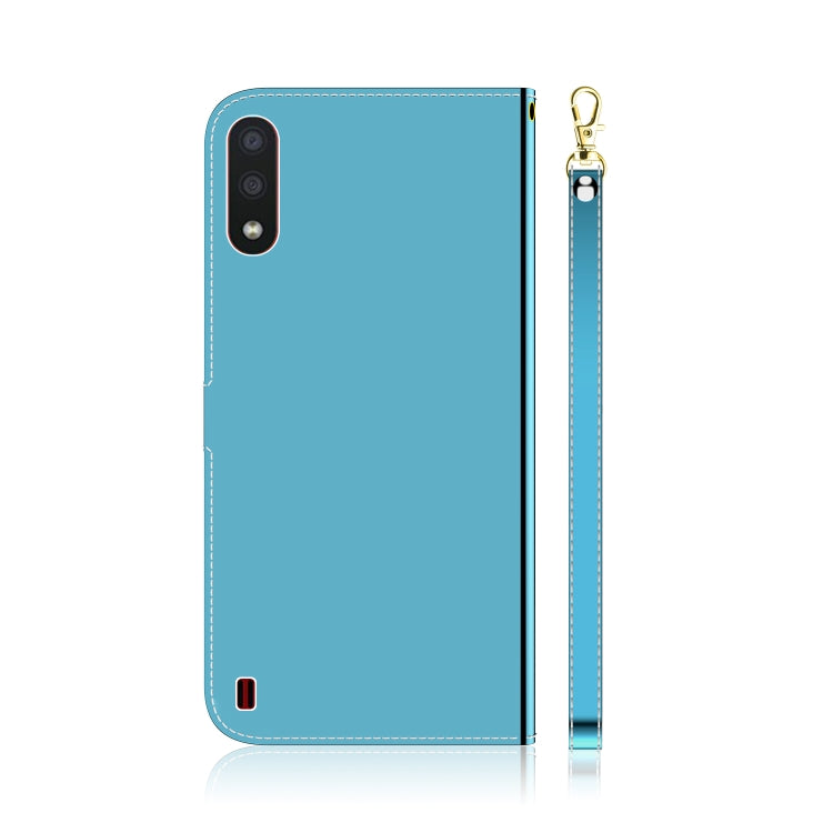 For Galaxy A01 Lmitated Mirror Surface Horizontal Flip Leather Case with Holder & Card Slots & Wallet & Lanyard