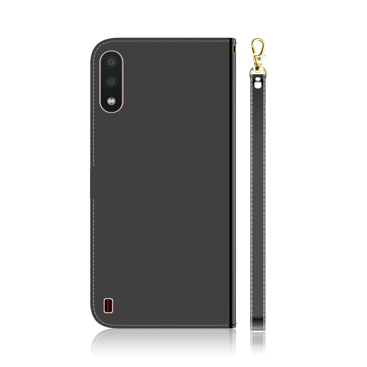 For Galaxy A01 Lmitated Mirror Surface Horizontal Flip Leather Case with Holder & Card Slots & Wallet & Lanyard