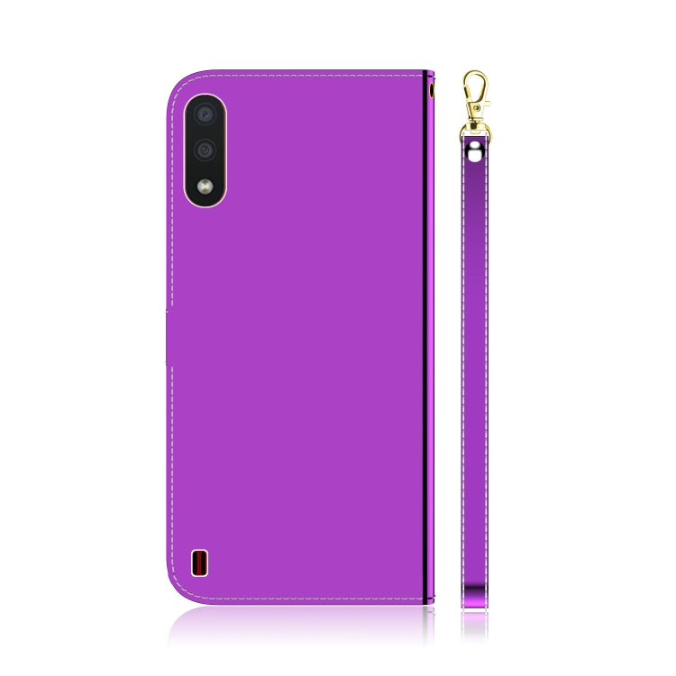 For Galaxy A01 Lmitated Mirror Surface Horizontal Flip Leather Case with Holder & Card Slots & Wallet & Lanyard