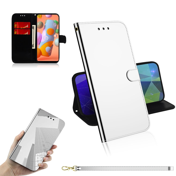 For Galaxy A11 Lmitated Mirror Surface Horizontal Flip Leather Case with Holder & Card Slots & Wallet & Lanyard
