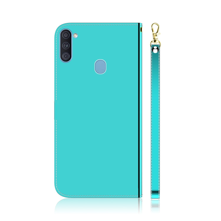 For Galaxy A11 Lmitated Mirror Surface Horizontal Flip Leather Case with Holder & Card Slots & Wallet & Lanyard